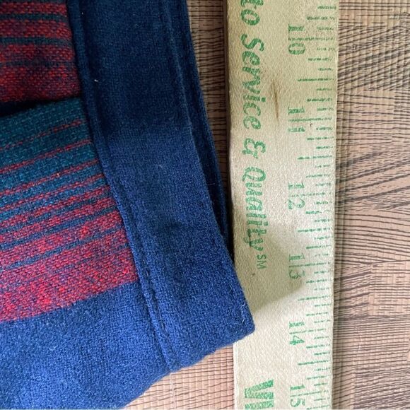 Vintage 70s Pendleton Blue Red Turquoise Plaid Stripe‎ Wool Midi Skirt 12 - Picture 5 of 11